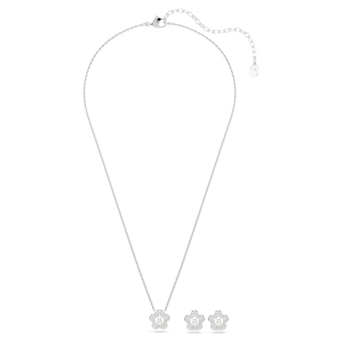 Ariana Grande X Swarovski : ensemble de perles en cristal, taille ronde, motif floral, blanc, plaqué rhodium Ariana Grande X Swarovski : ensemble de perles en cristal, taille ronde, motif floral, blanc, plaqué rhodium