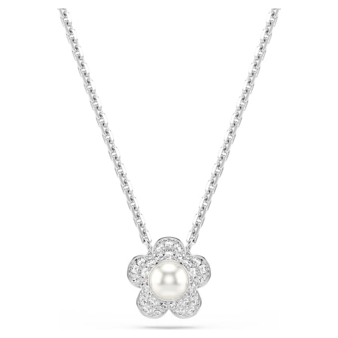 Ariana Grande X Swarovski : ensemble de perles en cristal, taille ronde, motif floral, blanc, plaqué rhodium Ariana Grande X Swarovski : ensemble de perles en cristal, taille ronde, motif floral, blanc, plaqué rhodium