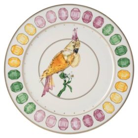 Assiette de service Idyllia en porcelaine, motif « Crystal Print », cacatoès, multicolore