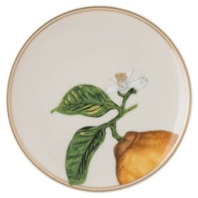 Assiette Idyllia en porcelaine, motif imprimé en cristal, citron, beige