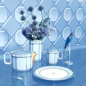 Assiette plate Signum en porcelaine, bleue