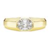 Bague à anneau octogonal avec diamants synthétiques 1,0 ct au total, forme octogonale, or jaune 14 carats Bague à anneau octogonal avec diamants synthétiques 1,0 ct au total, forme octogonale, or jaune 14 carats