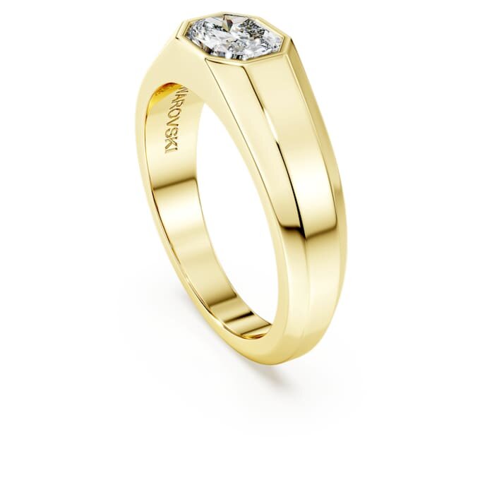 Bague à anneau octogonal avec diamants synthétiques 1,0 ct au total, forme octogonale, or jaune 14 carats Bague à anneau octogonal avec diamants synthétiques 1,0 ct au total, forme octogonale, or jaune 14 carats