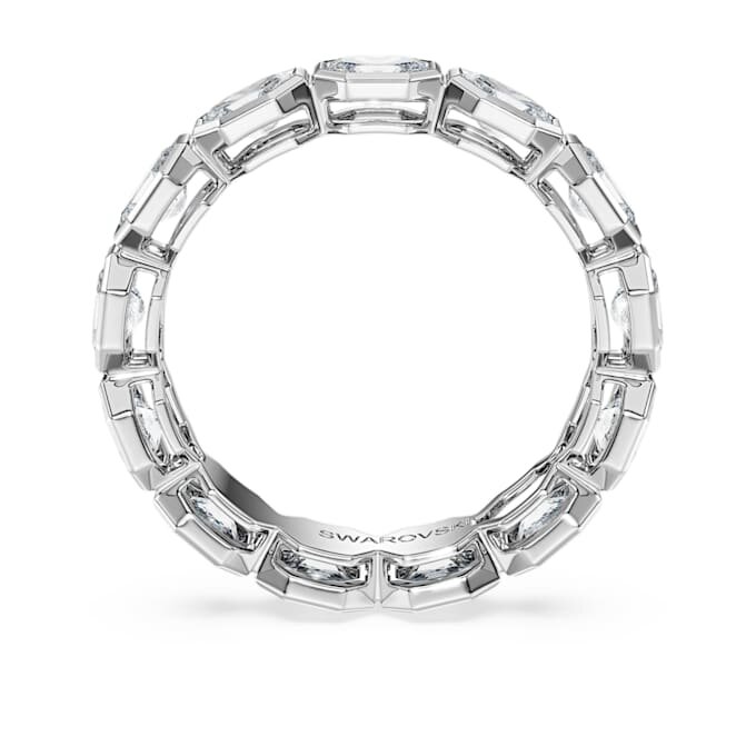Bague à anneau octogonal avec diamants synthétiques de 2,4 carats au total, forme octogonale, or blanc 14 carats Bague à anneau octogonal avec diamants synthétiques de 2,4 carats au total, forme octogonale, or blanc 14 carats