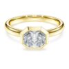 Bague à chaton octogonal, diamants synthétiques 1,0 ct au total, forme octogonale, or jaune 14 carats Bague à chaton octogonal, diamants synthétiques 1,0 ct au total, forme octogonale, or jaune 14 carats