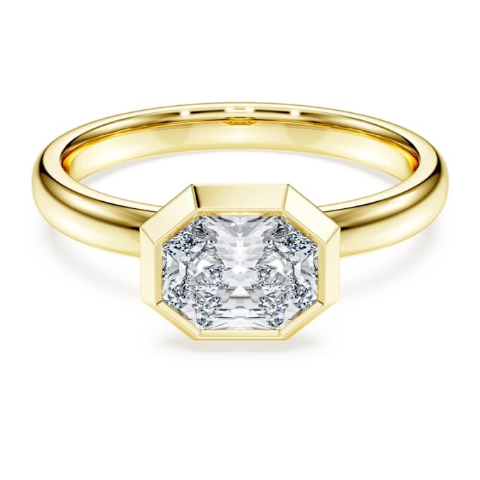 Bague à chaton octogonal, diamants synthétiques 1,0 ct au total, forme octogonale, or jaune 14 carats Bague à chaton octogonal, diamants synthétiques 1,0 ct au total, forme octogonale, or jaune 14 carats