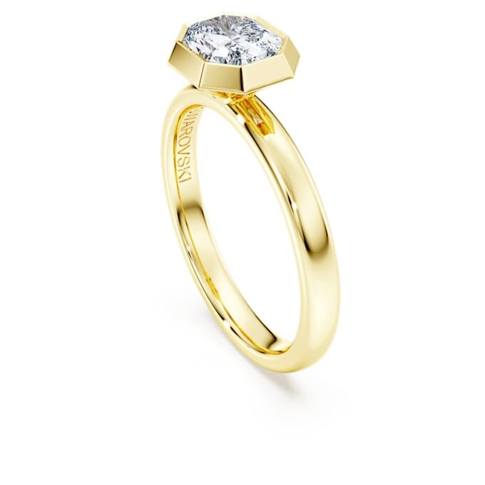 Bague à chaton octogonal, diamants synthétiques 1,0 ct au total, forme octogonale, or jaune 14 carats Bague à chaton octogonal, diamants synthétiques 1,0 ct au total, forme octogonale, or jaune 14 carats