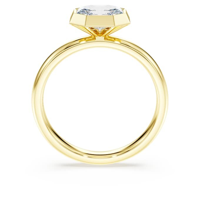 Bague à chaton octogonal, diamants synthétiques 1,0 ct au total, forme octogonale, or jaune 14 carats Bague à chaton octogonal, diamants synthétiques 1,0 ct au total, forme octogonale, or jaune 14 carats