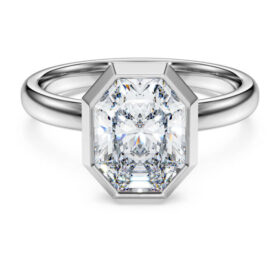 Bague à chaton octogonal, diamants synthétiques 2,0 carats au total, forme octogonale, or blanc 14 carats Bague à chaton octogonal, diamants synthétiques 2,0 carats au total, forme octogonale, or blanc 14 carats