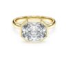 Bague à chaton octogonal, diamants synthétiques 3,0 ct au total, forme octogonale, or jaune 14 carats Bague à chaton octogonal, diamants synthétiques 3,0 ct au total, forme octogonale, or jaune 14 carats