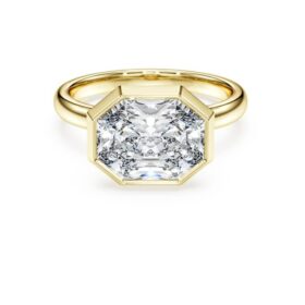 Bague à chaton octogonal, diamants synthétiques 3,0 ct au total, forme octogonale, or jaune 14 carats Bague à chaton octogonal, diamants synthétiques 3,0 ct au total, forme octogonale, or jaune 14 carats