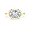 Bague à chaton octogonal, diamants synthétiques 3,0 ct au total, forme octogonale, or jaune 14 carats Bague à chaton octogonal, diamants synthétiques 3,0 ct au total, forme octogonale, or jaune 14 carats
