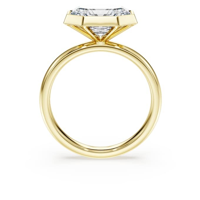 Bague à chaton octogonal, diamants synthétiques 3,0 ct au total, forme octogonale, or jaune 14 carats Bague à chaton octogonal, diamants synthétiques 3,0 ct au total, forme octogonale, or jaune 14 carats