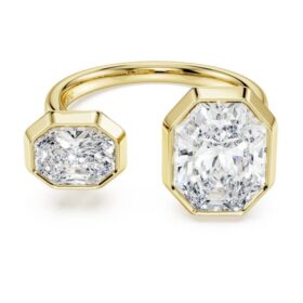 Bague à chaton octogonal, diamants synthétiques 4,10 ct au total, forme octogonale, or jaune 18 carats Bague à chaton octogonal, diamants synthétiques 4,10 ct au total, forme octogonale, or jaune 18 carats