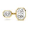 Bague à chaton octogonal, diamants synthétiques 4,10 ct au total, forme octogonale, or jaune 18 carats