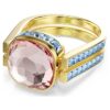 Bague Chroma, taille coussin, multicolore, plaquée or Bague Chroma, taille coussin, multicolore, plaquée or