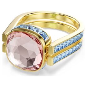 Bague Chroma, taille coussin, multicolore, plaquée or Bague Chroma, taille coussin, multicolore, plaquée or