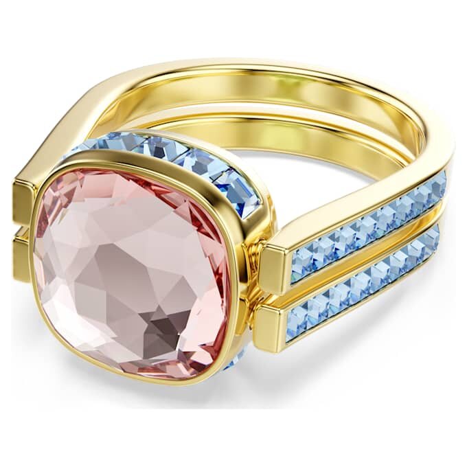 Bague Chroma, taille coussin, multicolore, plaquée or Bague Chroma, taille coussin, multicolore, plaquée or