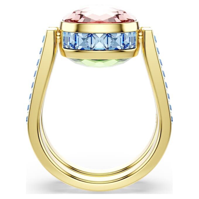 Bague Chroma, taille coussin, multicolore, plaquée or Bague Chroma, taille coussin, multicolore, plaquée or