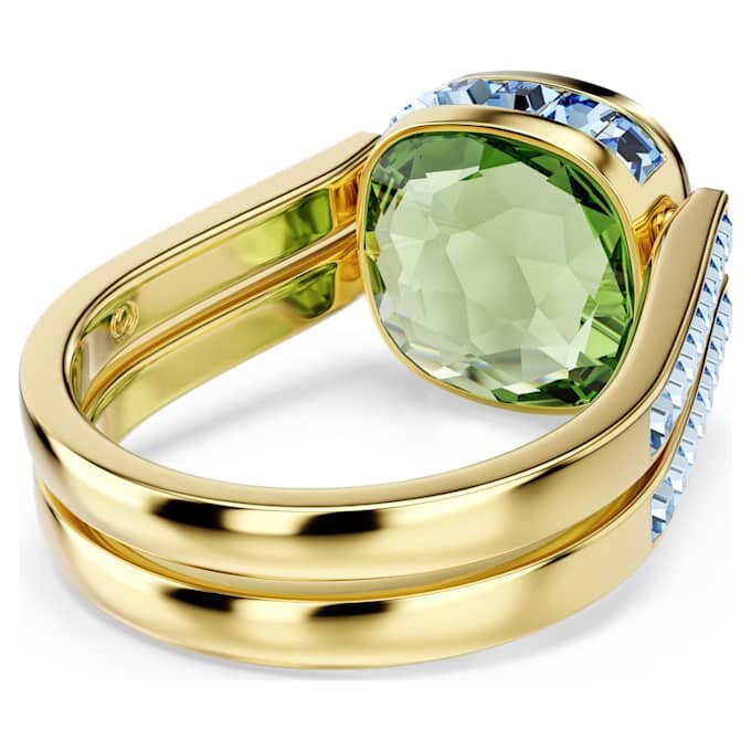 Bague Chroma, taille coussin, multicolore, plaquée or Bague Chroma, taille coussin, multicolore, plaquée or