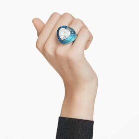 Bague cocktail Dulcis, taille cœur, pavé, cœur, bleu Bague cocktail Dulcis, taille cœur, pavé, cœur, bleu