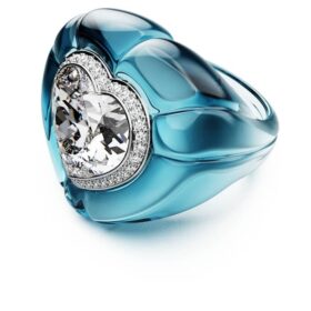 Bague cocktail Dulcis, taille cœur, pavé, cœur, bleu Bague cocktail Dulcis, taille cœur, pavé, cœur, bleu