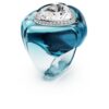 Bague cocktail Dulcis, taille cœur, pavé, cœur, bleu Bague cocktail Dulcis, taille cœur, pavé, cœur, bleu