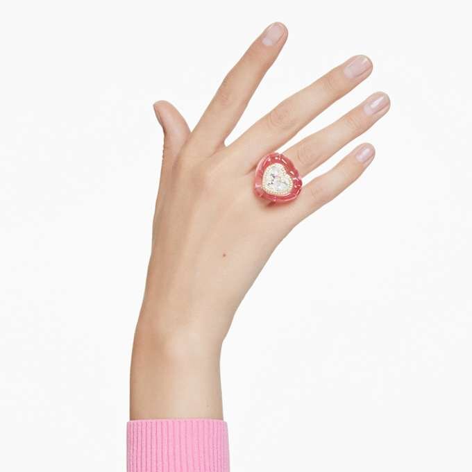 Bague cocktail Dulcis, taille cœur, pavé, cœur, rose Bague cocktail Dulcis, taille cœur, pavé, cœur, rose