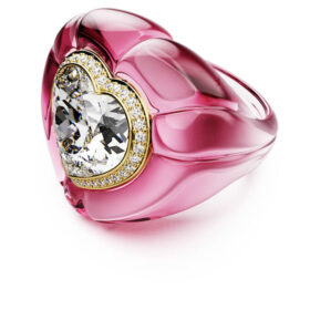 Bague cocktail Dulcis, taille cœur, pavé, cœur, rose Bague cocktail Dulcis, taille cœur, pavé, cœur, rose