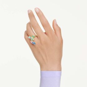 Bague cocktail Gema, tailles variées, multicolore, plaquée or Bague cocktail Gema, tailles variées, multicolore, plaquée or