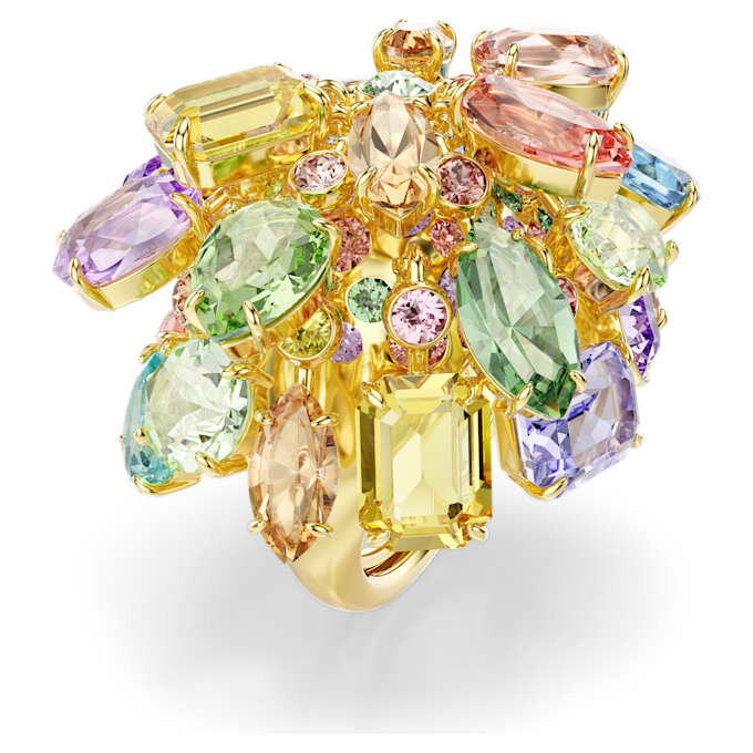 Bague cocktail Gema, tailles variées, multicolore, plaquée or Bague cocktail Gema, tailles variées, multicolore, plaquée or