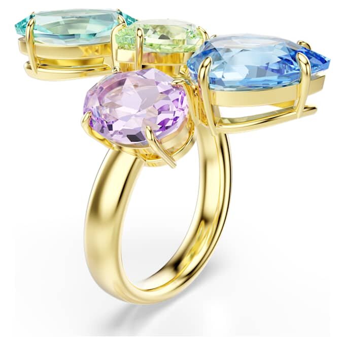 Bague cocktail Gema, tailles variées, multicolore, plaquée or Bague cocktail Gema, tailles variées, multicolore, plaquée or
