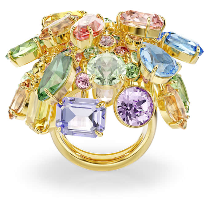 Bague cocktail Gema, tailles variées, multicolore, plaquée or Bague cocktail Gema, tailles variées, multicolore, plaquée or