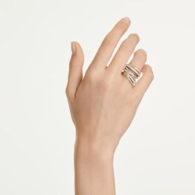 Bague cocktail Hyperbola, taille ronde, blanche, finition métaux mélangés Bague cocktail Hyperbola, taille ronde, blanche, finition métaux mélangés