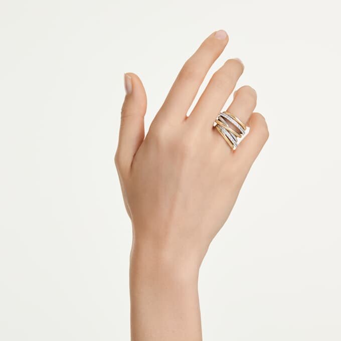 Bague cocktail Hyperbola, taille ronde, blanche, finition métaux mélangés Bague cocktail Hyperbola, taille ronde, blanche, finition métaux mélangés