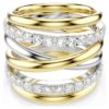 Bague cocktail Hyperbola, taille ronde, blanche, finition métaux mélangés Bague cocktail Hyperbola, taille ronde, blanche, finition métaux mélangés
