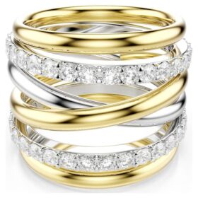 Bague cocktail Hyperbola, taille ronde, blanche, finition métaux mélangés Bague cocktail Hyperbola, taille ronde, blanche, finition métaux mélangés