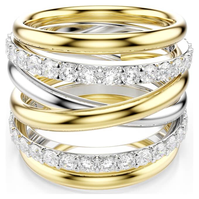 Bague cocktail Hyperbola, taille ronde, blanche, finition métaux mélangés Bague cocktail Hyperbola, taille ronde, blanche, finition métaux mélangés