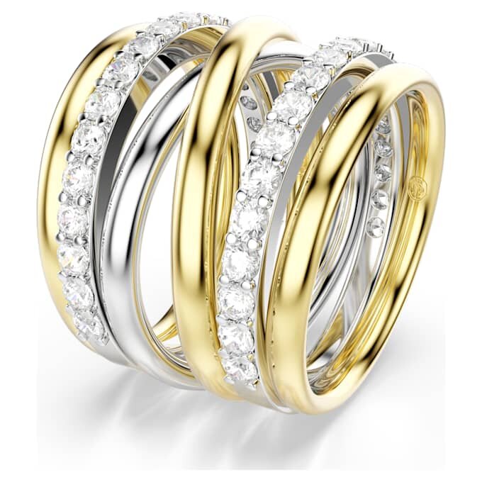Bague cocktail Hyperbola, taille ronde, blanche, finition métaux mélangés Bague cocktail Hyperbola, taille ronde, blanche, finition métaux mélangés