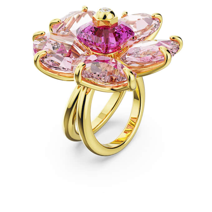 Bague cocktail Idyllia « Fleur », rose, plaquée or Bague cocktail Idyllia « Fleur », rose, plaquée or