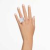 Bague cocktail Lucent, taille octogonale, blanche