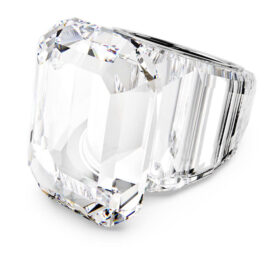 Bague cocktail Lucent, taille octogonale, blanche
