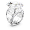 Bague cocktail Lucent, taille octogonale, blanche