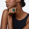 Bague cocktail Lucent, taille octogonale, verte