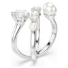 Bague cocktail Matrix avec perle en cristal, taille ronde, blanche, plaquée rhodium Bague cocktail Matrix avec perle en cristal, taille ronde, blanche, plaquée rhodium
