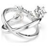 Bague cocktail Matrix avec perle en cristal, taille ronde, blanche, plaquée rhodium Bague cocktail Matrix avec perle en cristal, taille ronde, blanche, plaquée rhodium