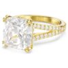 Bague cocktail Stilla, taille carrée, pavé, blanche, plaquée or Bague cocktail Stilla, taille carrée, pavé, blanche, plaquée or