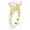 Bague cocktail Stilla, taille carrée, pavé, blanche, plaquée or Bague cocktail Stilla, taille carrée, pavé, blanche, plaquée or