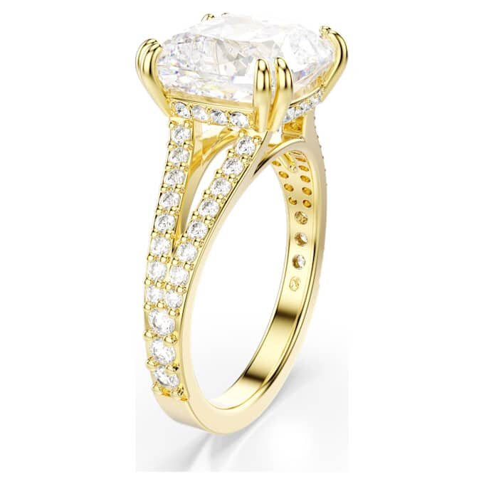 Bague cocktail Stilla, taille carrée, pavé, blanche, plaquée or Bague cocktail Stilla, taille carrée, pavé, blanche, plaquée or