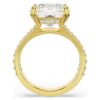 Bague cocktail Stilla, taille carrée, pavé, blanche, plaquée or Bague cocktail Stilla, taille carrée, pavé, blanche, plaquée or